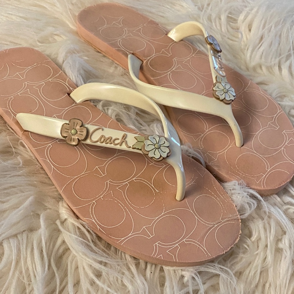 Coach Floral Cream Sandals - Picture 3 of 14